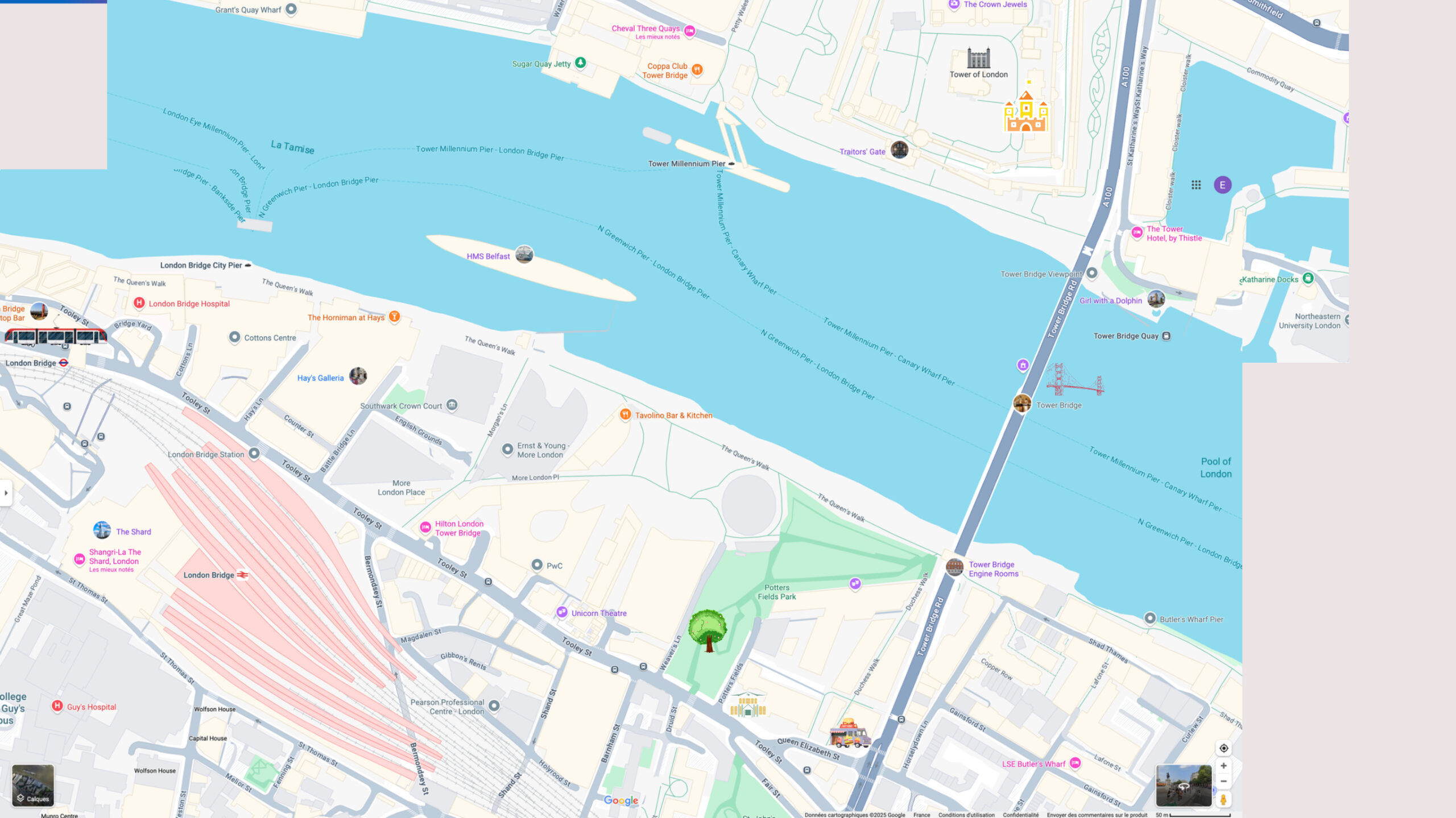 Carte de Londres - Zone Tower Bridge